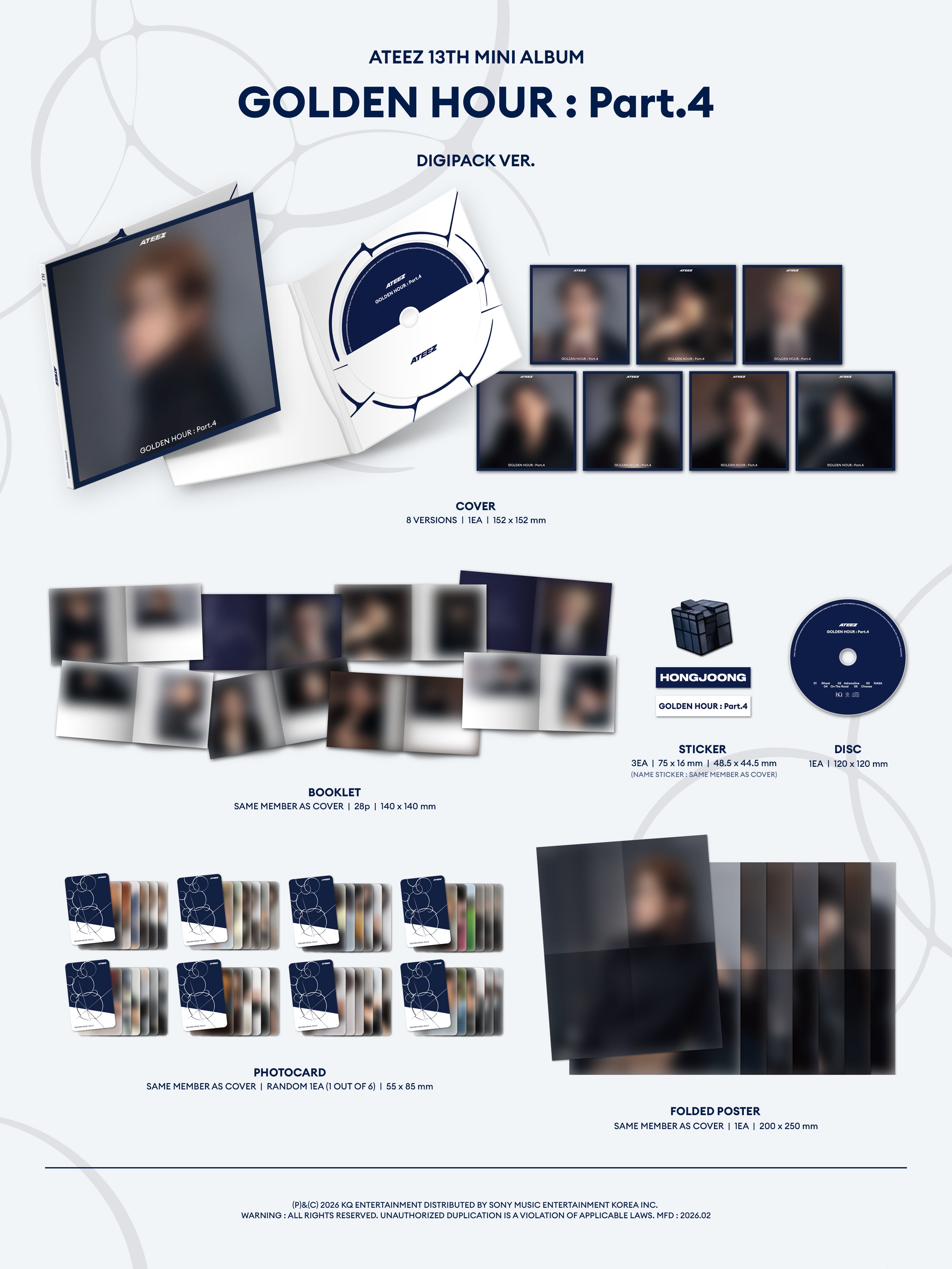 Ateez 13th mini album 'Golden Hour: Part.4' digipack inclusion